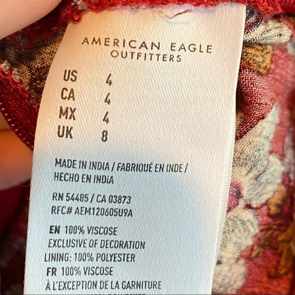 American Eagle Red Floral Wide Leg Jumpsuit Sweetheart Neck Padded Womens Size 4 - Picture 12 of 12